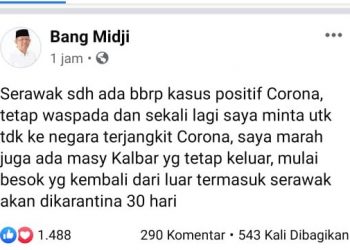akun medsos Gubernur Kalimantan Barat Sutarmidji