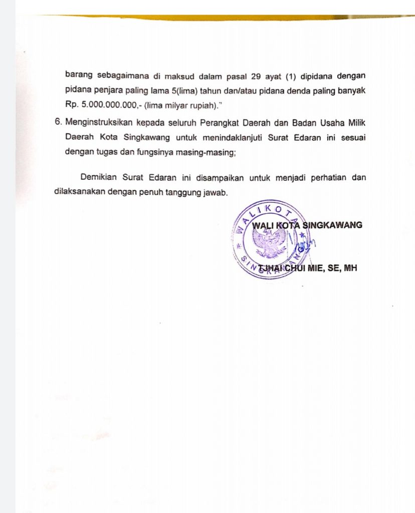 Edaran Walikota Singkawang